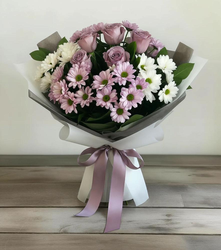 Букет цветов из: Хризантемы и Розы в Верхней Максаковке