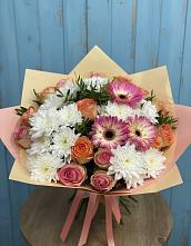 Букет цветов из:  Розы, Герберы и Хризантемы #REPLACE_PRED# Верхней Максаковке