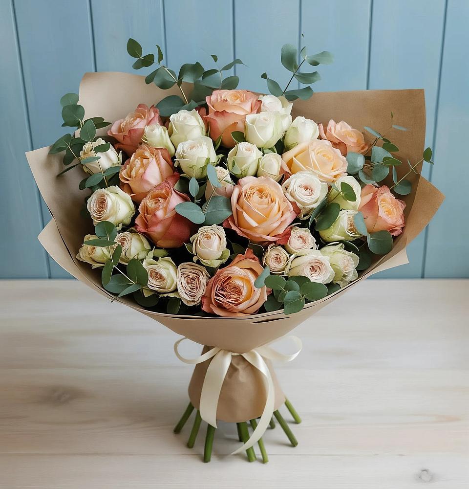 Букет цветов из: Альстромерии и Розы в Верхней Максаковке