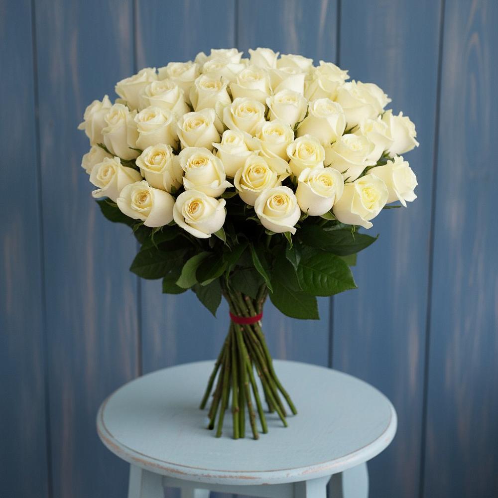 Букет 51 Белая роза Эдлесс Лав в Верхней Максаковке