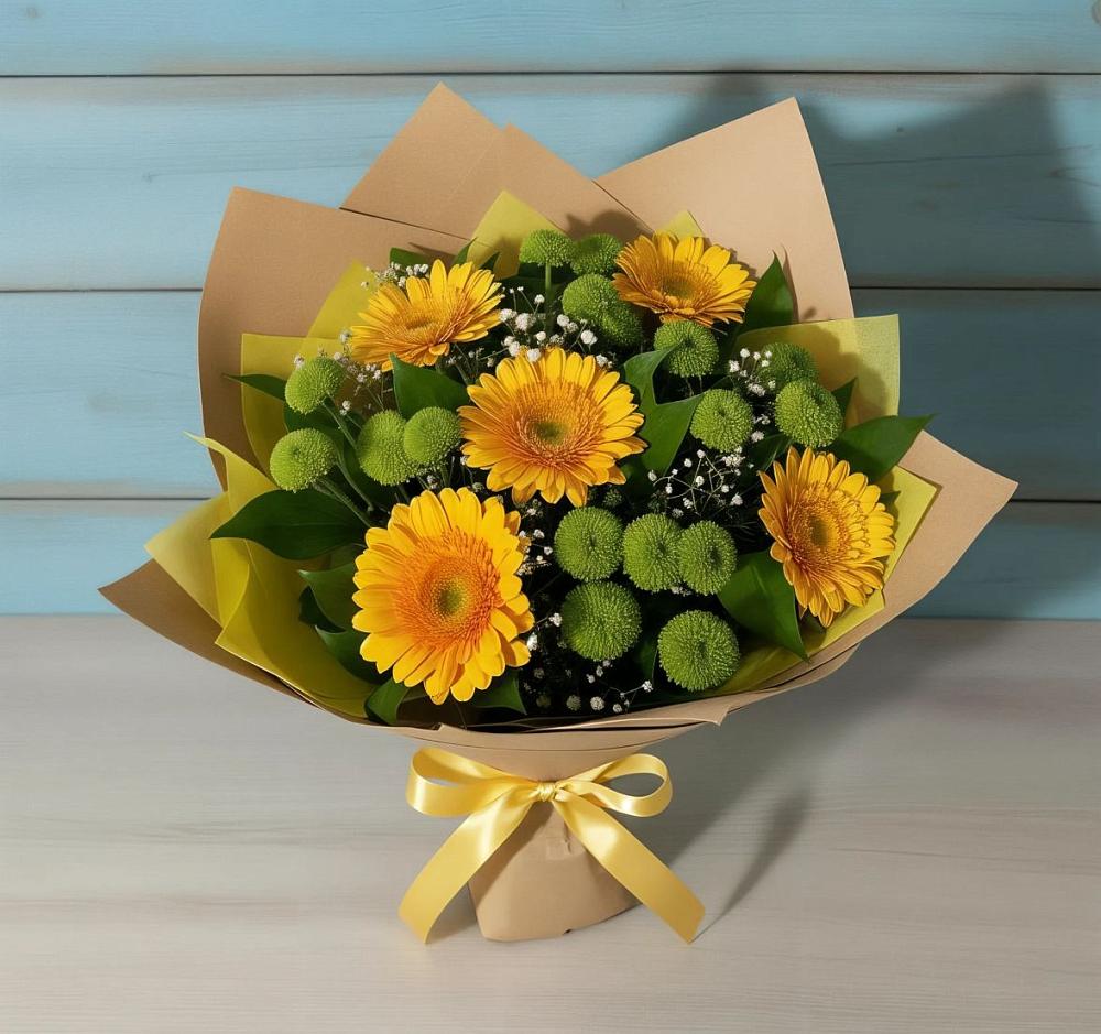Букет цветов из: Герберы и Хризантемы в Верхней Максаковке