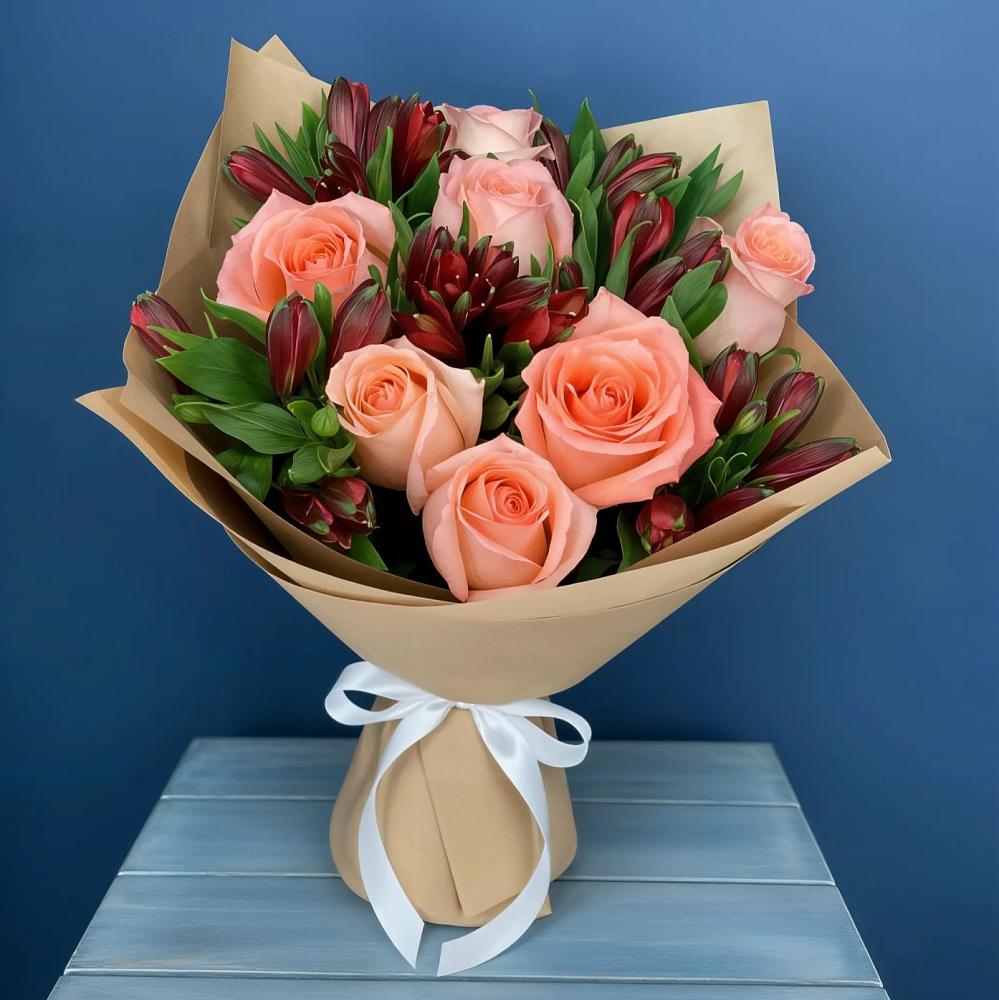 Букет цветов из: Розы и Альстромерии в Верхней Максаковке