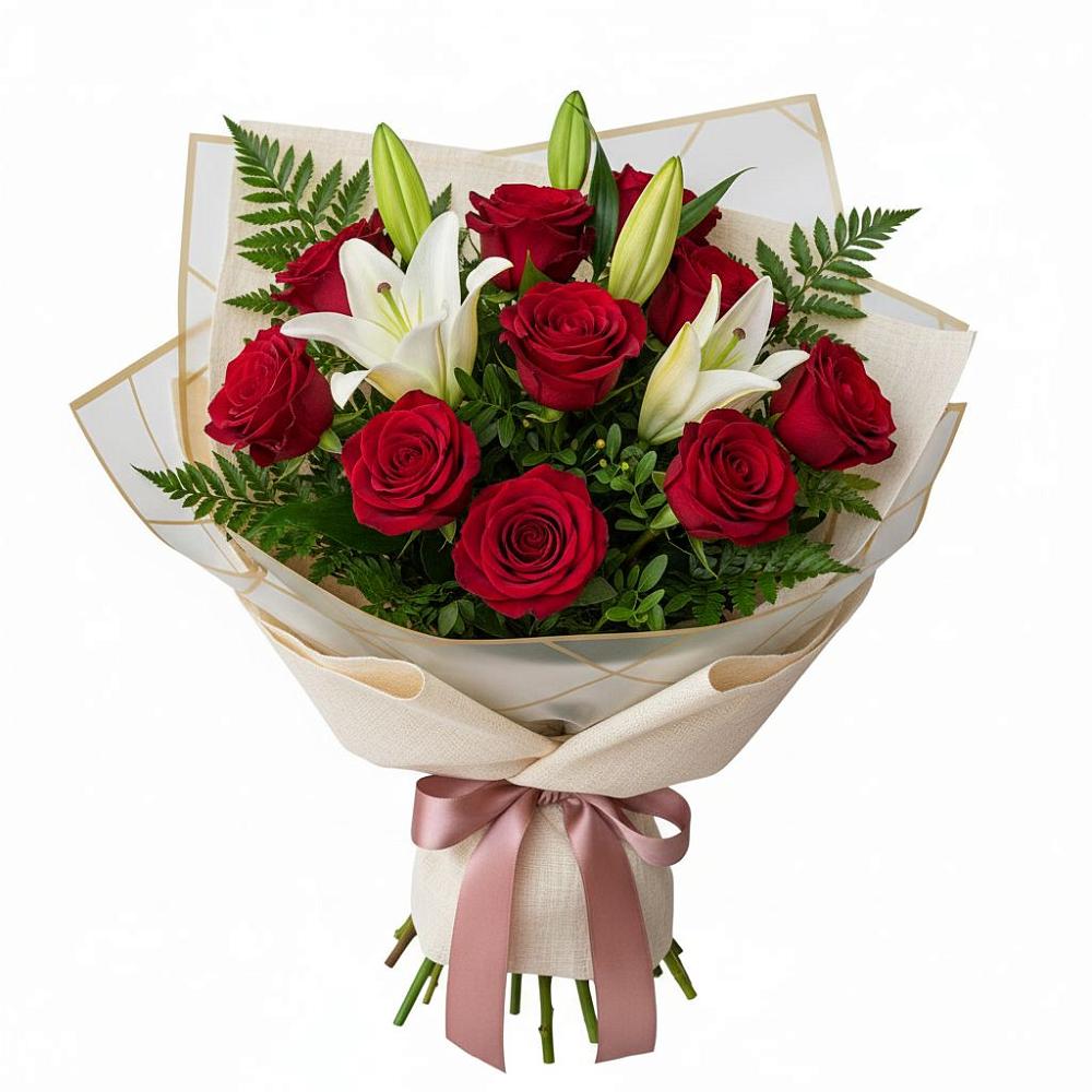 Букет цветов из: Лилии и Розы в Верхней Максаковке