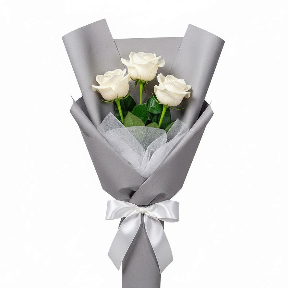 Букет 3 белые розы в Верхней Максаковке