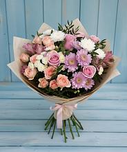 Букет цветов из:  Хризантемы, Розы и Альстромерии в Верхней Максаковке