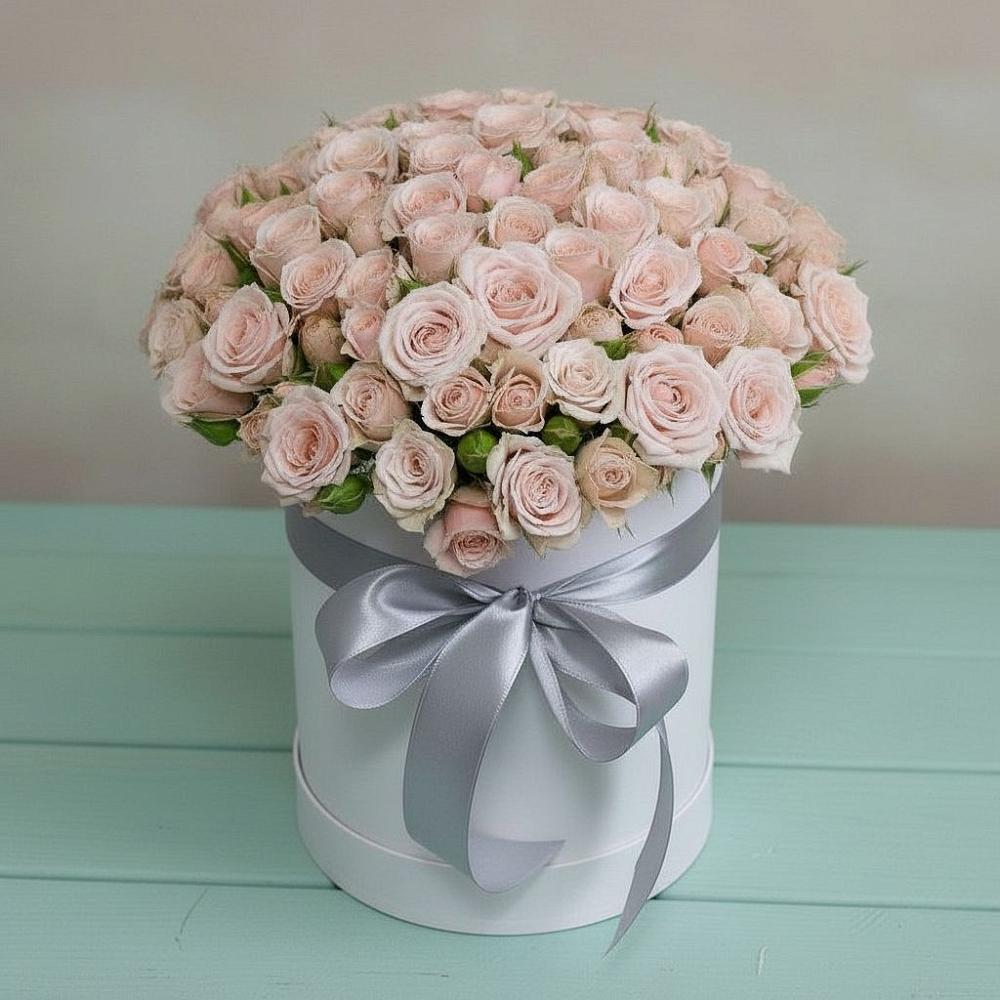 Цветочная композиция из Розы в шляпной коробке в Верхней Максаковке